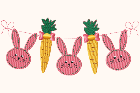 Easter Garland Three Bunnies and Carrots Review